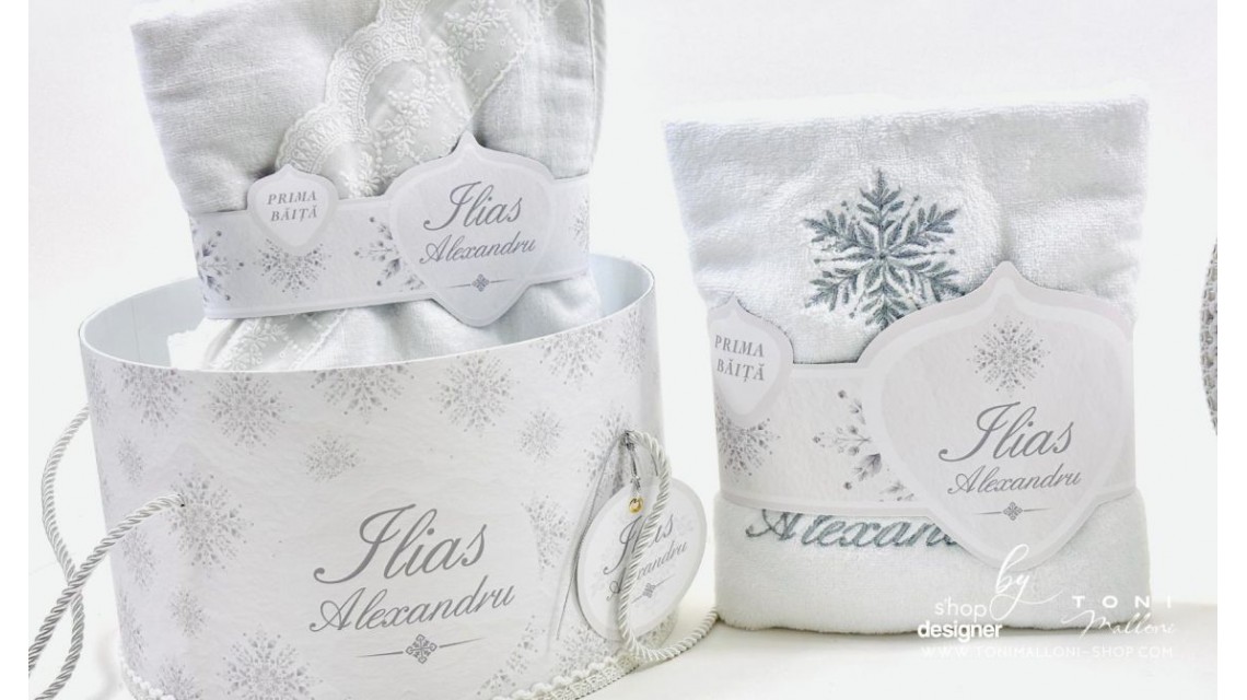 Set Prima Baita cu nasii dupa Botez pentru Băieți cu fulgi de nea 17